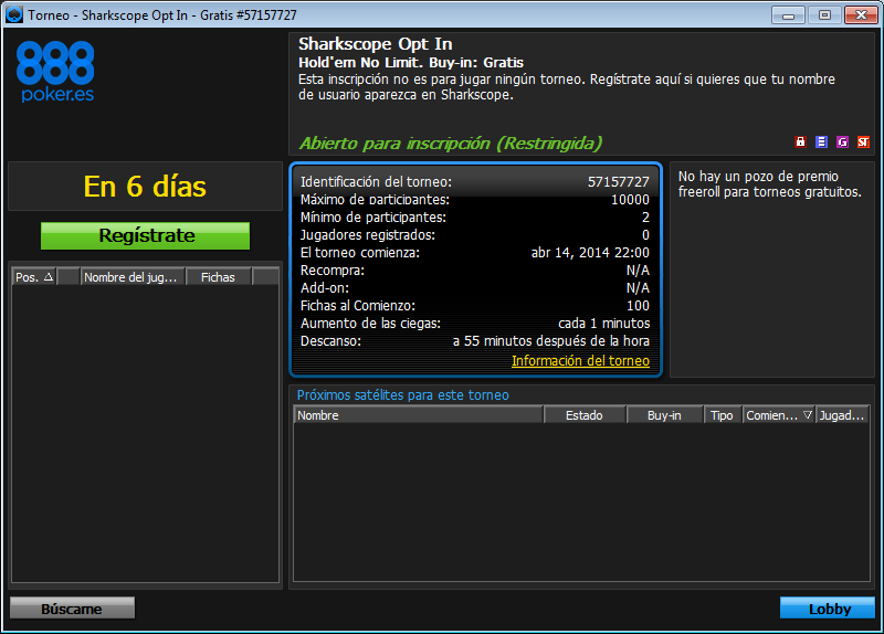 opt-in to 888Poker.es